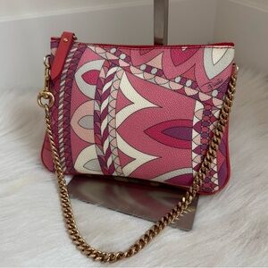 Authentic pink leather mini Emilio pucci chain bag